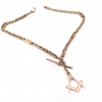 A 9ct gold chain with a 9ct Masonic pendant , total weight 17.4g. Postage category A
