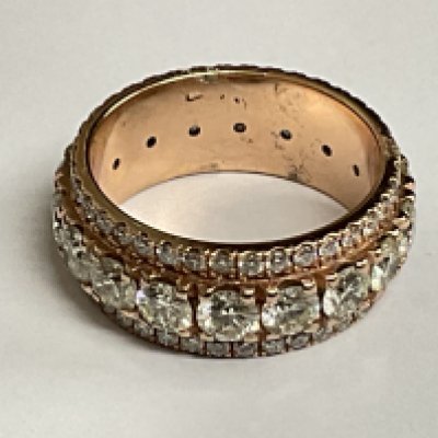 18ct rose gold 3.30ct, 8.43 grams, ring size approx O. Full eternity. Postage category A.