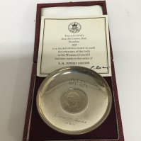 A silver dish limited edition sir Winston Churchill with engraved Signature.