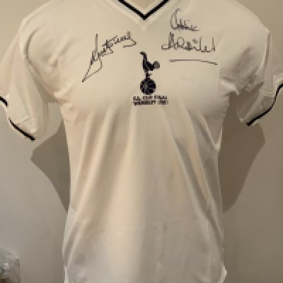 Tottenham 1981 FA Cup Final Signed Replica Shirt: Signed to front by Ardiles and Villa. COA from reputable source. 