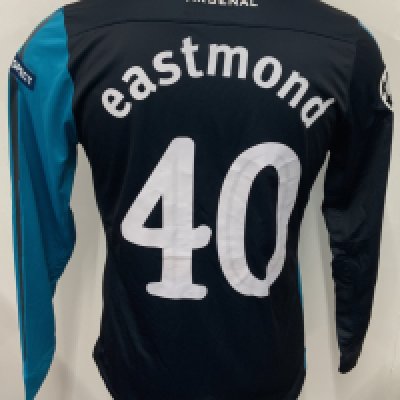 Arsenal 2011 - 2012 Away Match Issued Football Shirt: Blue long sleeve Nike shirt with Champions League badging to sleeves. Eastmond 40 to rear. 
