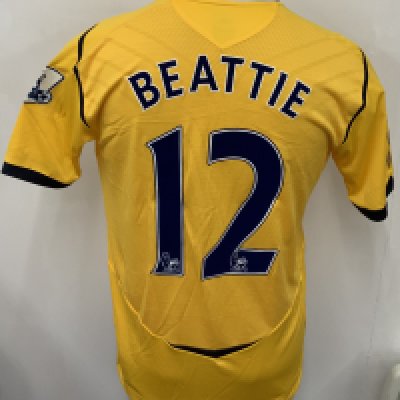 West Brom 2008 - 2009 Match Worn Football Shirt: Yellow short sleeve shirt with Premier League badging to sleeves. Beattie 12 to rear. Worn v Arsenal on 16 August 2008.