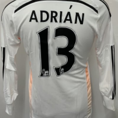 West Ham 2014 - 2015 Match Worn Football Shirt: White long sleeve goalkeepers shirt with Adrian 13 to rear. Worn during a friendly match. No sleeve badging. 