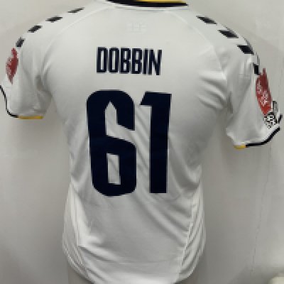Everton 2021 - 2022 Match Prepared Football Shirt: White short sleeve shirt with FA Cup badging to sleeves. Dobbin 61 to rear. Prepared for FA Cup tie v Crystal Palace. 
