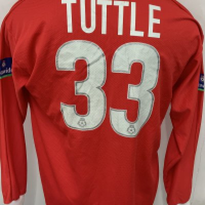 Barnsley 1999 - 2000 Match Worn Football Shirt: Red long sleeve shirt. Number 33 Tuttle.  Nationwide League  badging. 