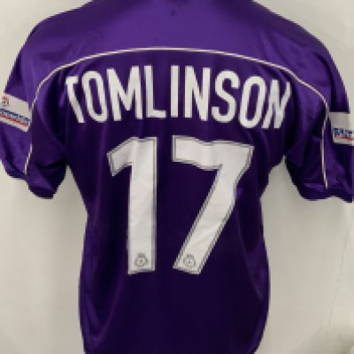 Exeter City 2000 - 2001 Match Worn Football Shirt: Purple short sleeve shirt. Number 17 Tomlinson. Nationwide League badging. 