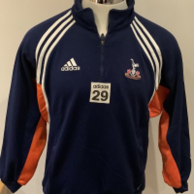 Tottenham 2000 - 2001 Football Players Training Kit: Number 29 used by Simon Davies. Comprises of a tracksuit top and bottoms and a white Adidas Holsten tee shirt. (3)