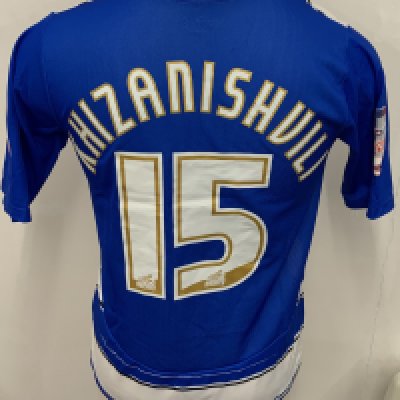 Reading 2010 - 2011 Match Worn Football Shirt: Blue and white short sleeve shirt. Number 15 Khizanishvili. NPower sleeve badging. 