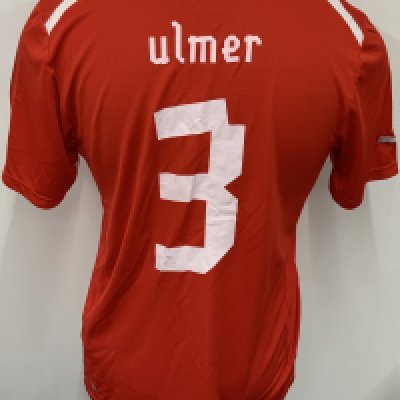 Austria 2011 Match Worn Football Shirt: Red short sleeve shirt. Number 3 Ulmer. 