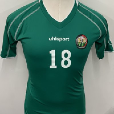 Kenya Match Worn Football Shirt: Green short sleeve Uhlsport shirt with number 18 to front and back. 