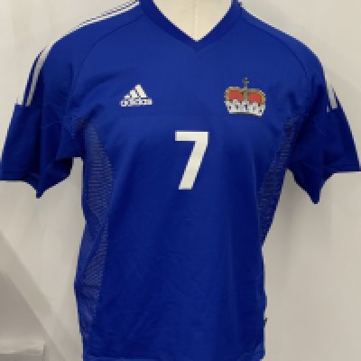 Hungary 2003 - 2004 Match Worn Football Shirt: Blue short sleeve shirt. Number 7. Inner mesh still attached. 