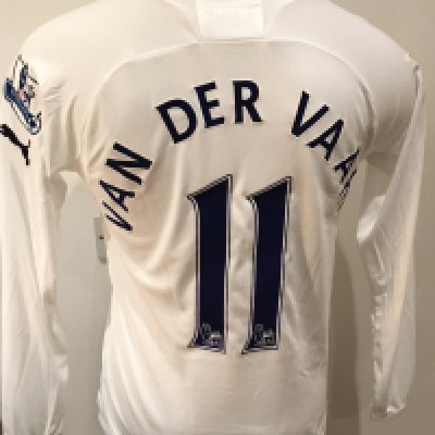 Tottenham 2011 - 2012 Match Worn Football Shirt: White long sleeve shirt with Premier League badging to sleeves. Van Der Vaart 11 to rear. Shirt is signed to front by the player. 