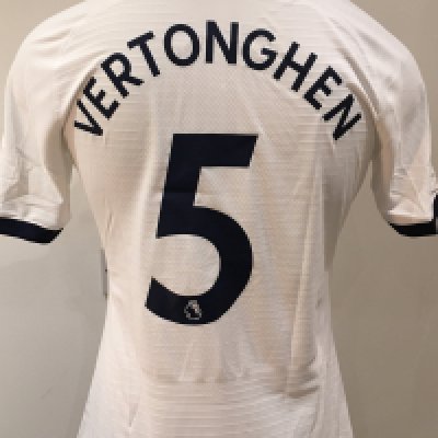 Tottenham 2019 - 2020 Match Issued Football Shirt: White short sleeve shirt with Carabao Cup badging to sleeves. Vertonghen 5 to rear. Issued v Colchester Utd when player was an unused substitute. 