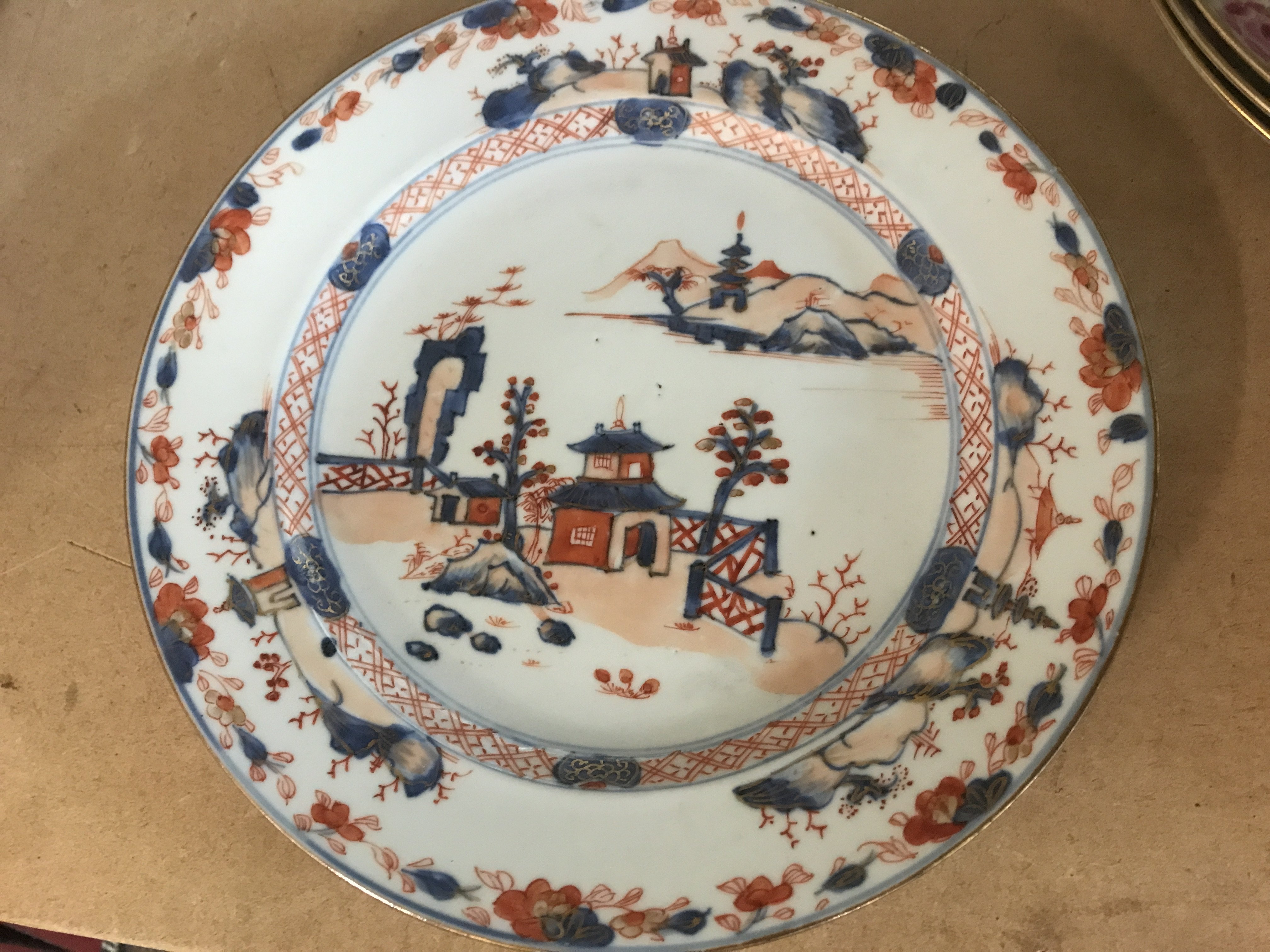 A Chinese Imari plate decorated with landscape view 22 cm no damage or restoration.