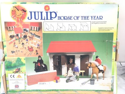 A Boxed Julip Horse Of The Year 2-Horse Stable And Tack Room #1803.