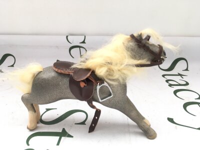 A Julip 1980s Childs Jumping Pony Grey. Blaze with 2 Back Leg Stockings And 1 Front Sock.