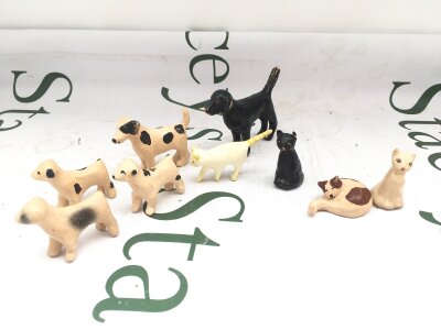 4 Vintage Julip Yard Cats, 4 Terriers And 1 Lab..