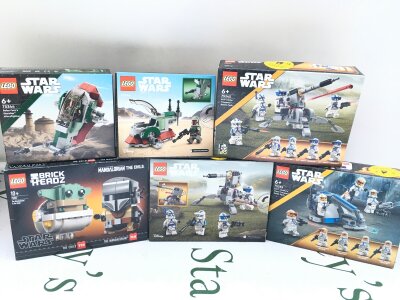 6 Boxed And Sealed Lego Star Wars Sets, Including 2 X Boba Fetts Starship, Mandalrian, etc.