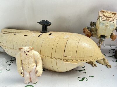 A Small Collection Of Vintage Star Wars Ships, The Rebel Transport (ideal For Spare Parts) Includes A Collection Of Vintage Figures.
