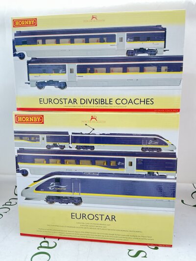 A Boxed Hornby 00 Gauge Eurostar Set R3215 And A Eurostar Divisible Coach Set R4580. No Reserve. (2)