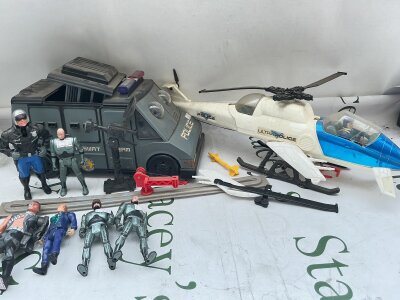 A Box Containing Vintage Terminator And Robocop Figurers.