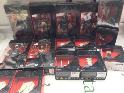 A Collection Of Boxed Star Wars Black Series Figures And Titanium Ships.