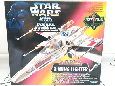 A Boxed Star Wars Kenner Electronic X-Wing Fighter. Battery Damage and Figure Missing.