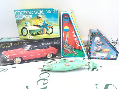 A Collection Of 4 Boxed Modern Tinplate Toys And A Vintage Walt Disney Nautilus. No Reserve. From A Lifetime Private Collection.