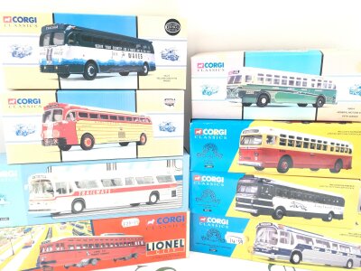 A Collection Od Boxed Corgi Classic Buses.