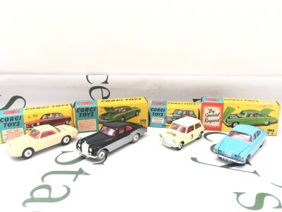 4 Boxed Corgi Diecast Vehicles, A Volkswagen 1500 Karmann Gaia #239, A Bentley Continental Sports Saloon #224, A Morris Mini-Cooper Comp Model #227 And A Jaguar Mark X #238.