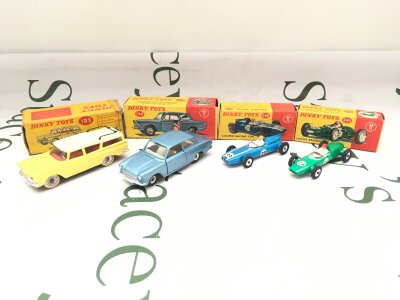 4 X Boxed Dinky Diecast Vehicles, A Rambler Cross Country Station Wagon #193, A Ford Consul Cortina #139A Cooper Racing Car #240 And A Lotus Racing Car #241.