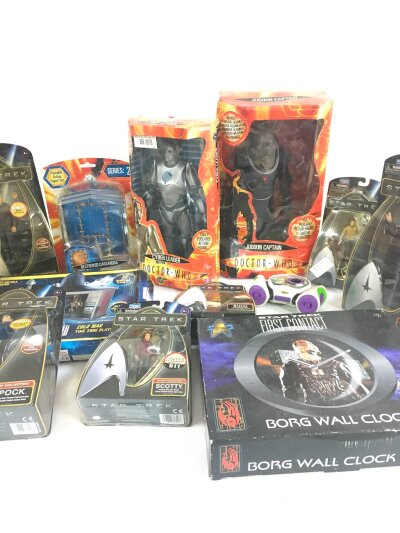 A Collection Of Boxed Doctor Who, Star Trek Figures. Also A Toy Story Vtech Camera