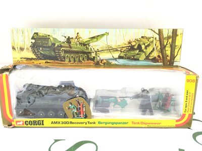 A Boxed Corgi AMX 30D Recovery Tank #908. Box Has Damage.