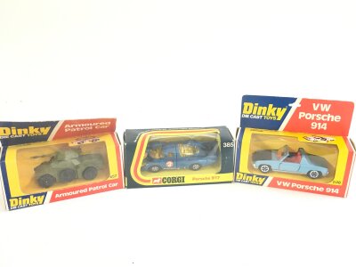 2 X Boxed Dinky Toys, A Armoured Patrol Car #667, A VW Porsche 914 #208 And A Corgi Porsche 917 #385.