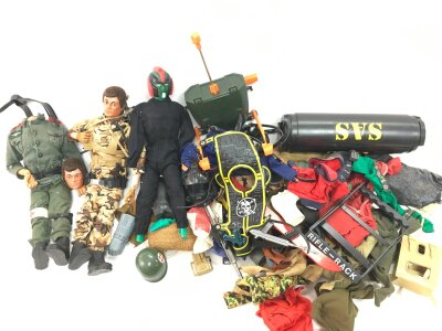 A Collection Of Playworn Vintage Action Man And Accessories.