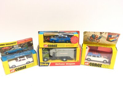 4 Boxed Corgi And Dinky Toys. including Rover 200 TC, A Citroen Safari, A Hill,an Hunter And Refuse Wagon.