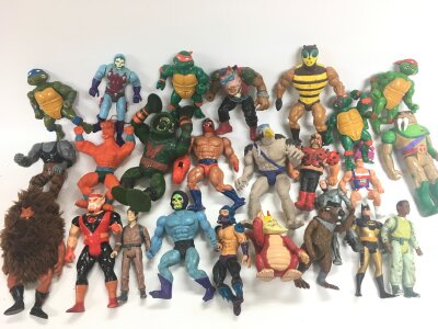 A Collection Of Various Vintage Playworn Figures. Including He-Man, Turtles etc.
