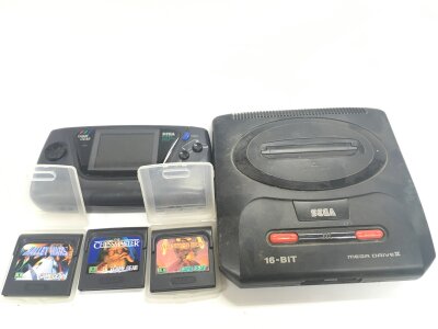 A Sega Game Gear With 3 Games, And A Mega Drive II Console.