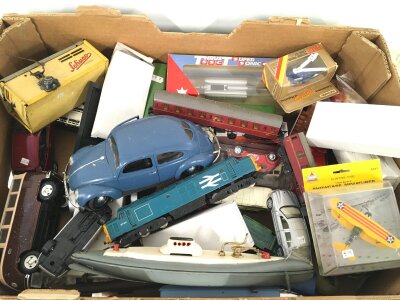 A Box Containing A Collection Of Various Toys Including Diecast, Tinplate Etc.