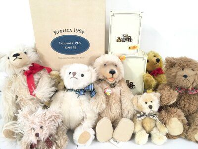 A Collection Of Plush Teddy Bears Including 3 Boxed Steiff Bears.