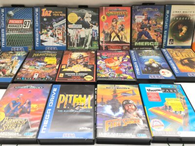 A Colleague Of Boxed Sega Mega Drive Games.