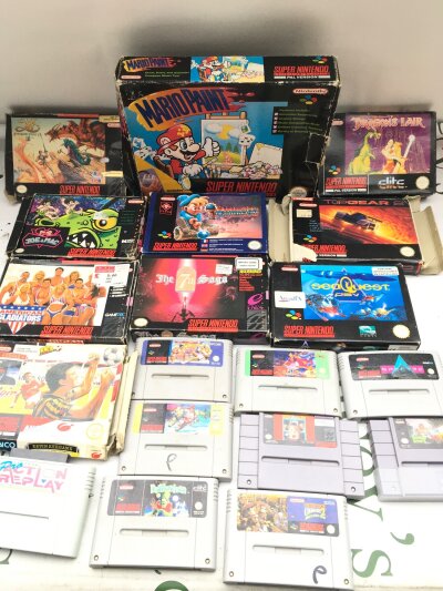 A Collection Of Boxed And Loose Super Nintendo Games. No Manuals.
