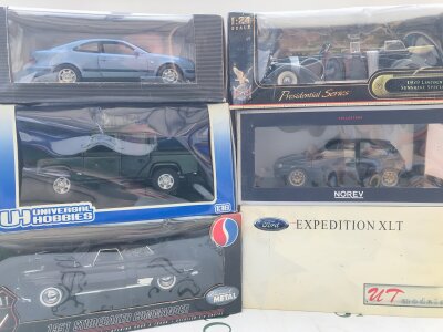 6 Boxed 1/18 Scale Diecast Cars By Universal Hobbies, Highway 62, Norev, etc. No Reserve.