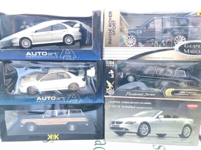 6 X Boxed 1/18 Scale Diecast Cars. Boxes Are In Various States. Includes Auto Art Etc. No Reserve.
