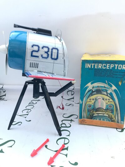 A Boxed Japanese Suzuki And Edward's Tin Plate Battery Operated Interceptor. No Reserve.