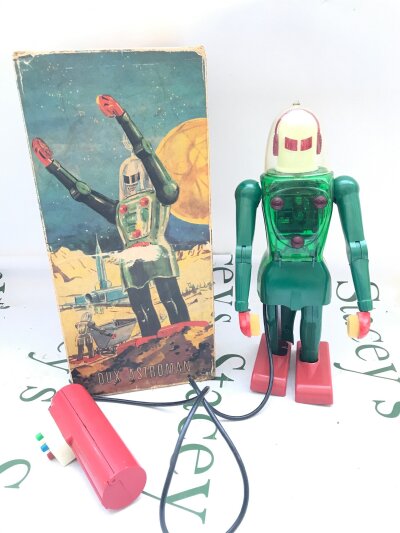 A Boxed Rare German Dux Astroman Battery Powered Robot. Antenna Missing.