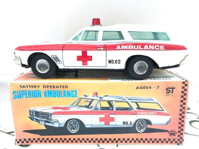 A Boxed Japanese Asakusa Battery Operated Buick Superior Ambulance.