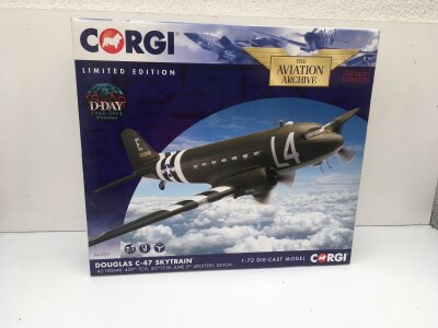 Boxed Corgi Aviation Archive model featuring a Douglas C47 Skytrain.  AA38207 limited edition 1:72 scale.  No reserve