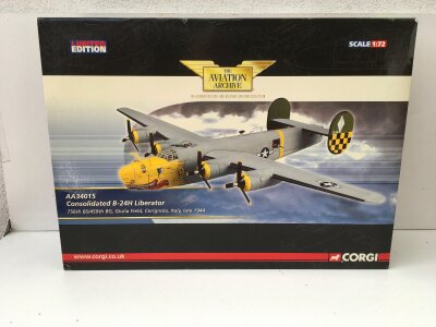 A boxed Corgi Aviation Archive diecast model featuring a Consolidated B24H Liberator.  AA34015 limited edition 1:72 scale.  No reserve