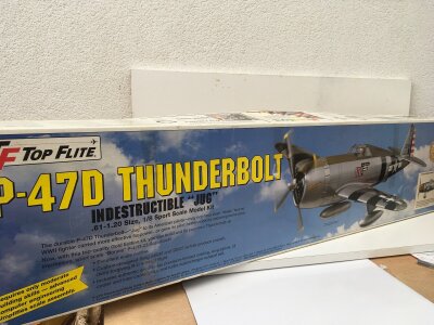 A boxed model warplane by TF. Top Flight featuring a P47D Thunderbolt BONNIE.  1/8 scale.